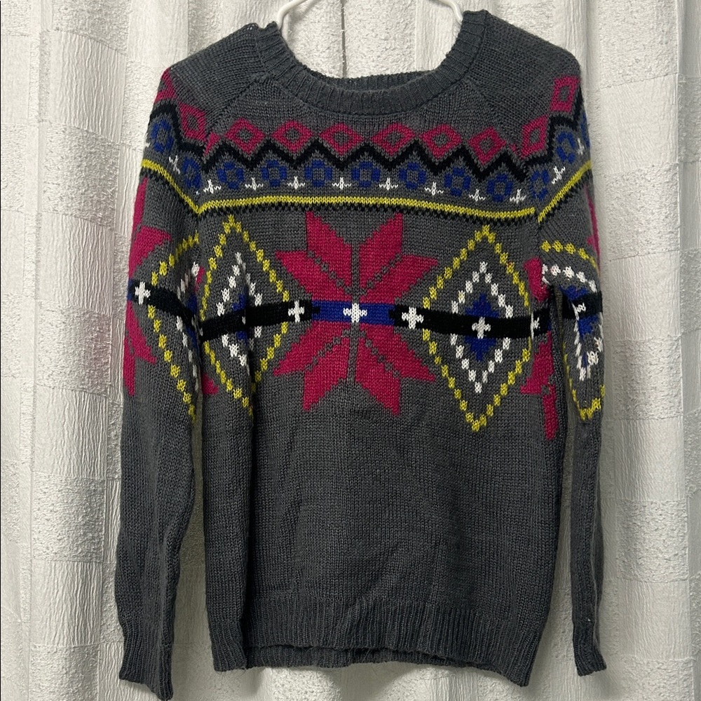 True Craft Gray Patterned Women's Sweater
